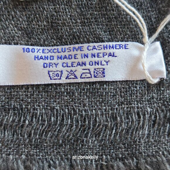 NWT Cashmere Scarf Woven Graphite Dark Grey Nepal - Picture 2 of 12